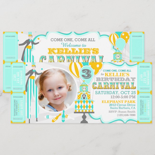 Invitations d'anniversaire de gâteau de tente de (Devant / Derrière)