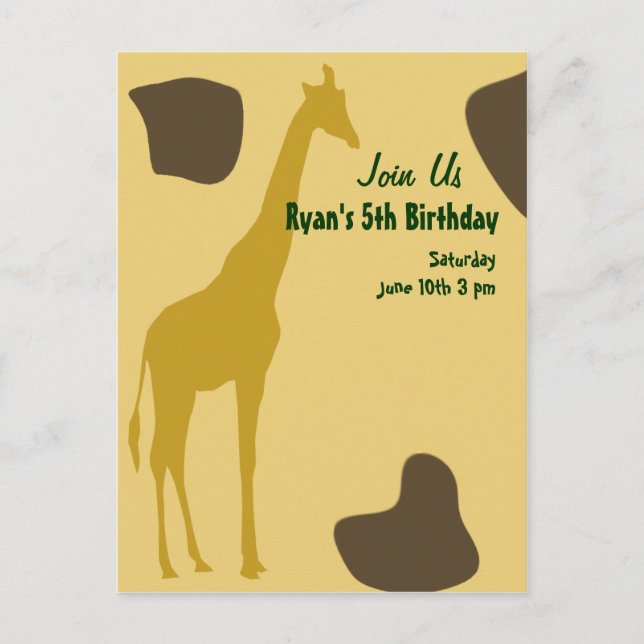 Invitations d'anniversaire de Giraffe (Devant)