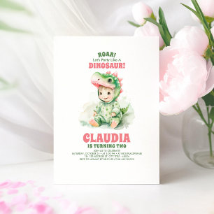Invitations d'anniversaire de Girl Dinosaur