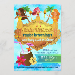 Invitations d'anniversaire de Hula Girls