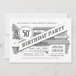 Invitations d'anniversaire de jalon  Vintage suprê