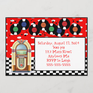 invitations d'anniversaire de juke-box de petit