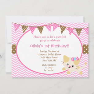 Invitations d'anniversaire de Kitty Cat