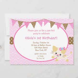 Invitations d'anniversaire de Kitty Cat