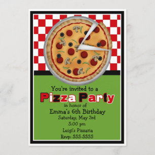 Invitations d'anniversaire de la fête de Pizza