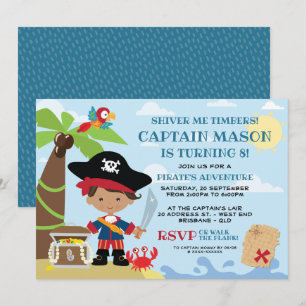 Invitations d'anniversaire de la fête du pirate