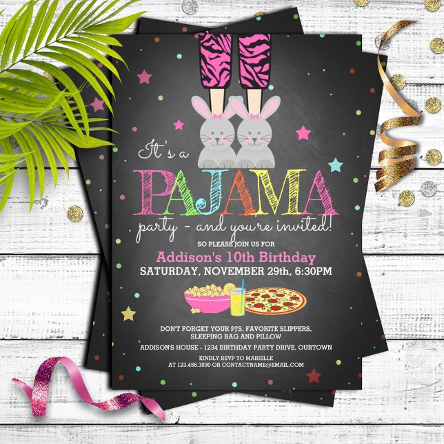 Invitations d'anniversaire de la fête du pyjama de (Créateur téléchargé)