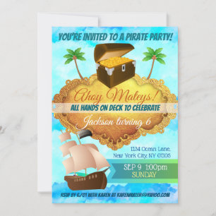 Invitations d'anniversaire de la fête pirate