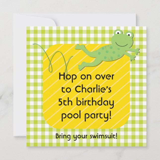 Invitations d'anniversaire de la grenouille Custom (Devant)