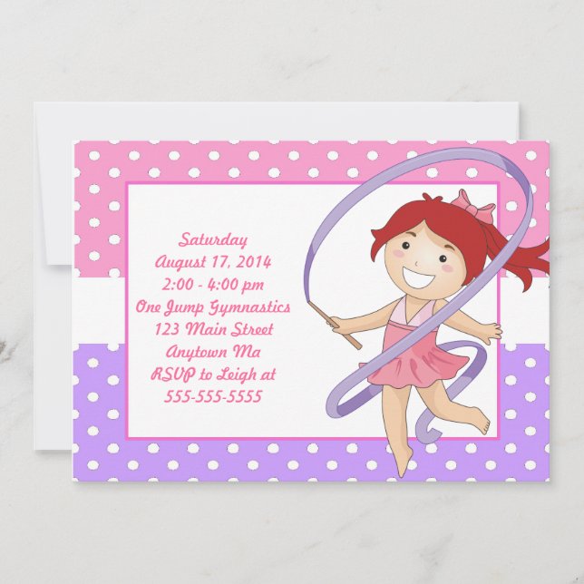 Invitations d'anniversaire de la Gymnastique des f (Devant)
