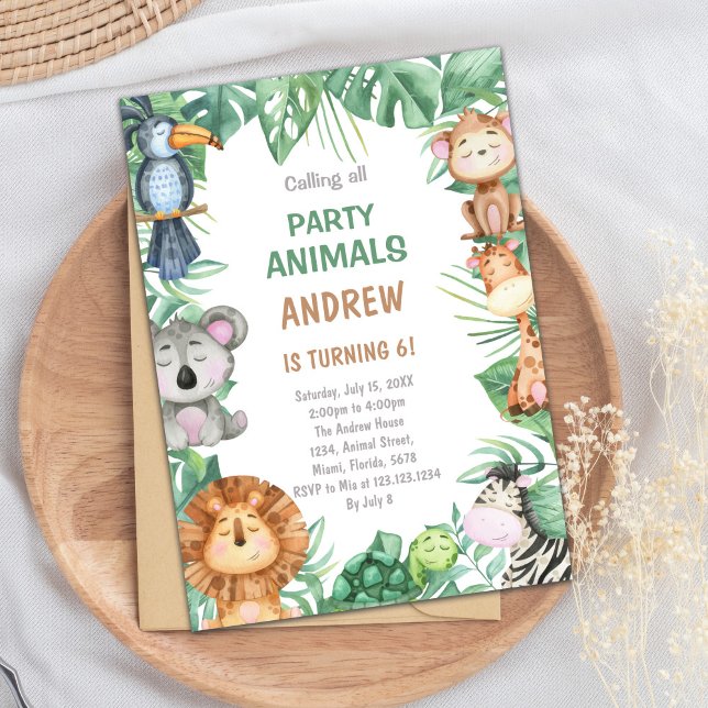 Invitations d'anniversaire de la jungle (Jungle Birthday Invitations)