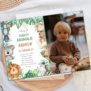 Invitations d'anniversaire de la jungle avec photo