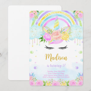 Invitations d'anniversaire de la licorne