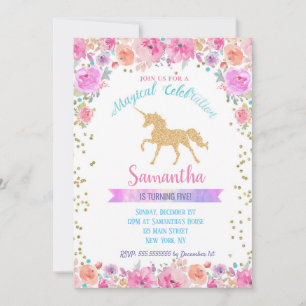 Invitations d'anniversaire de la licorne