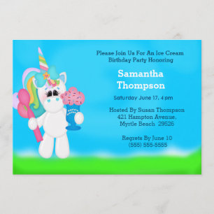 Invitations d'anniversaire de la licorne