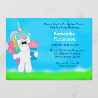 Invitations d'anniversaire de la licorne