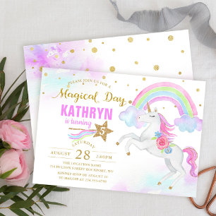 Invitations d'anniversaire de la licorne arc-en-ci