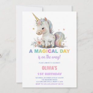 Invitations d'anniversaire de la licorne blanche