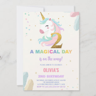 Invitations d'anniversaire de la licorne du 2e ann