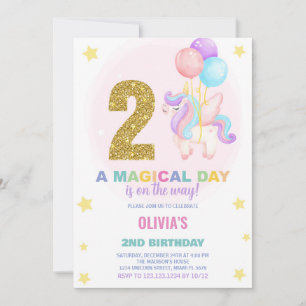 Invitations d'anniversaire de la licorne du 2e ann