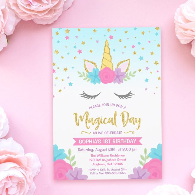 Invitations d'anniversaire de la licorne magique (Créateur téléchargé)