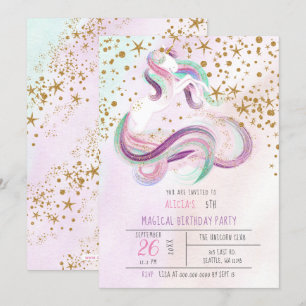 Invitations d'Anniversaire de la licorne magique