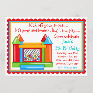 Invitations d'anniversaire de la maison Bounce - C