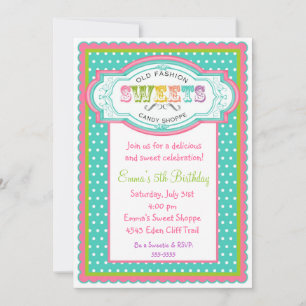 Invitations d'anniversaire de la Parlère de bonbon