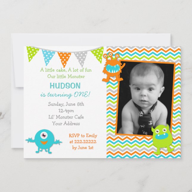 Invitations d'anniversaire de la photo de Little M (Devant)