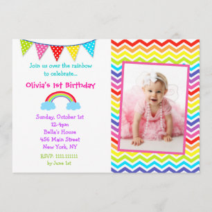Invitations d'anniversaire de la photo Rainbow