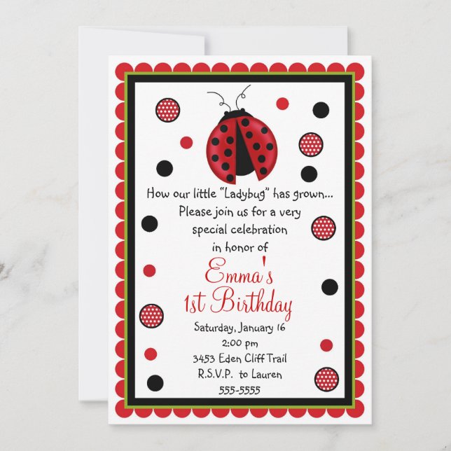Invitations d'anniversaire de Ladybug (Devant)