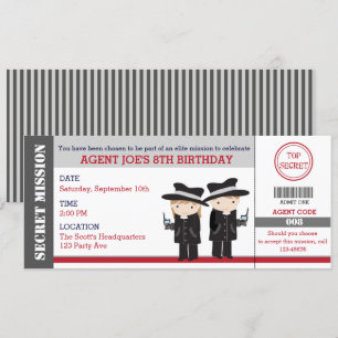 Invitations d'anniversaire de l'agent secret / Spy