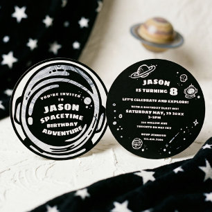 Invitations d'anniversaire de l'astronaute Black W
