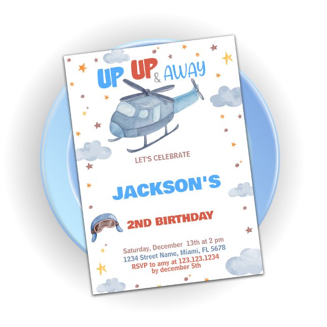 Invitations d'anniversaire de l'avion Blue Grey Or (Airplane Birthday Invitations Blue Gray Orange)
