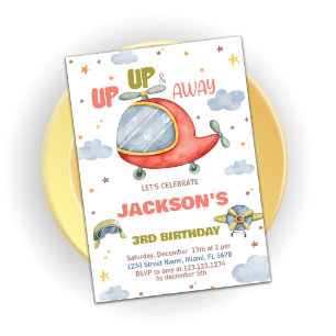 Invitations d'anniversaire de l'avion Green Orange
