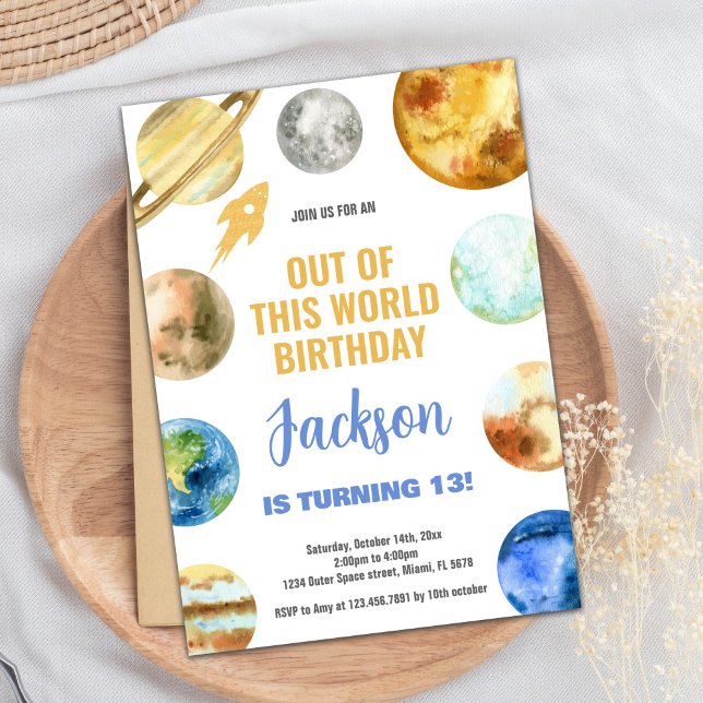 Invitations d'anniversaire de l'espace extra-atmos (Rocket Outer Space Birthday Invitations)