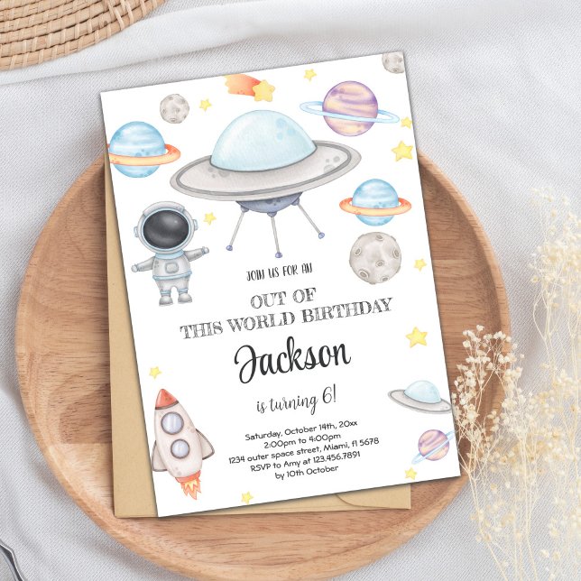 Invitations d'anniversaire de l'espace extra-atmos (Outer Space Birthday Invitations)