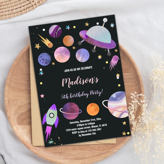Invitations d'anniversaire de l'espace extra-atmos (Outer Space Birthday Invitations)
