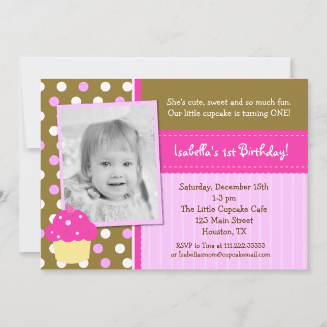 Invitations d'anniversaire de Little Cupcake (Devant)