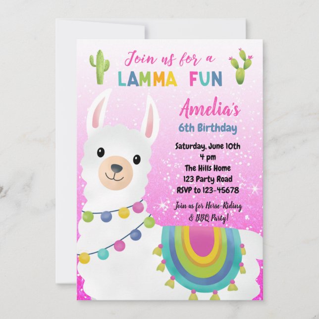 Invitations d'anniversaire de Llama (Parties scint (Devant)