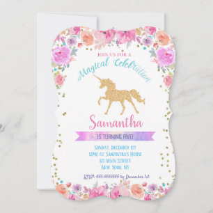 Invitations d'anniversaire de l'Unicorne