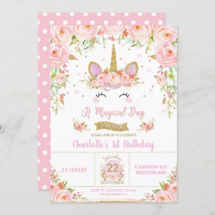 Invitations d'anniversaire de l'Unicorne 1er anniv