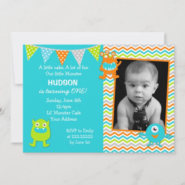 Invitations d'anniversaire de Monster (Devant)