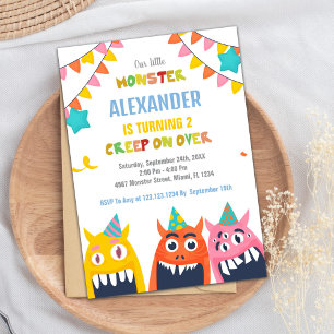 Invitations d'anniversaire de Monster drapeaux cou