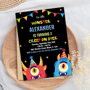 Invitations d'anniversaire de Monster drapeaux cou