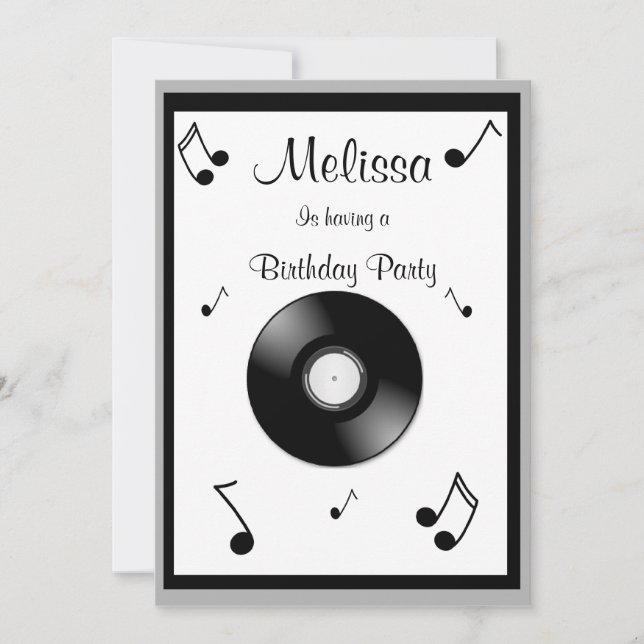 Invitations d'anniversaire de notes musicales (Devant)