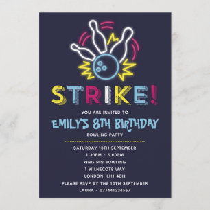 Invitations d'anniversaire de partie de bowling