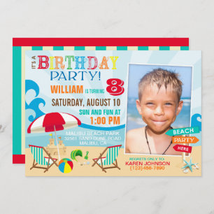 Invitations d'anniversaire de partie de plage