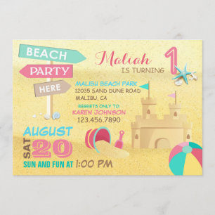 Invitations d'anniversaire de partie de plage de