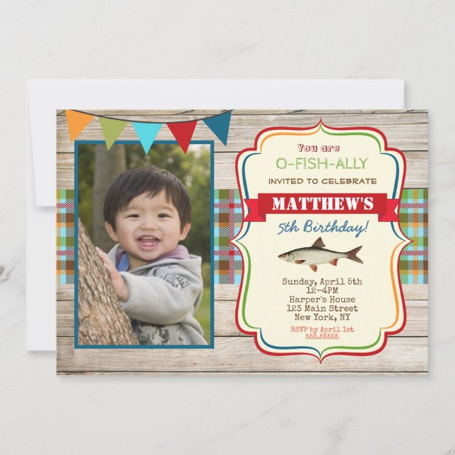 Invitations d'anniversaire de pêche (Devant)